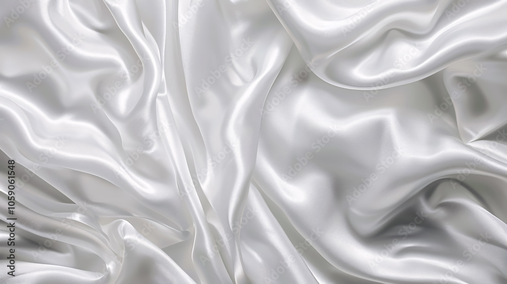 Obraz premium White Gray Satin Texture: White Silver Fabric Silk Panorama Background with Beautiful Soft Blur Pattern