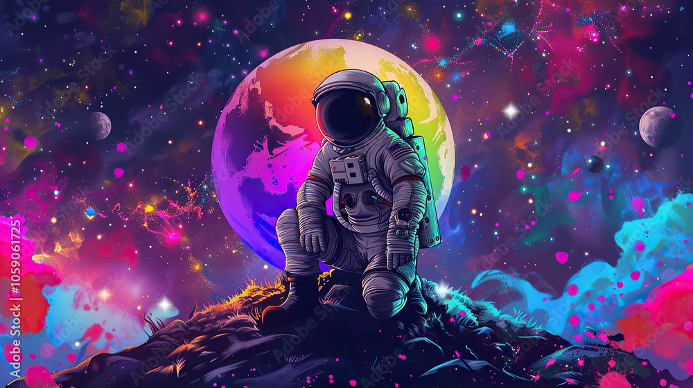 Astronaut in colorful space Astronaut in colorful space