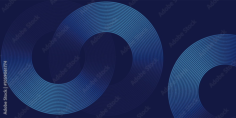 Abstract blue glowing geometric lines on dark blue background. Modern shiny blue circle lines pattern. Futuristic technology concept. Suit for cover, poster, Abstract blue glowing geometric lines on dark blue background. Modern shiny blue circle lines pattern. Futuristic technology concept. Suit for cover, poster,