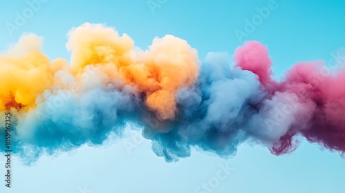 Colorful Smoke Clouds on a Blue Sky Soft Pastel Background for Graphic Design Templates