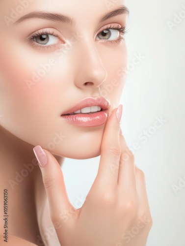 Elegant beauty portrait with focus on flawless skin and minimal makeup National Retinol Day