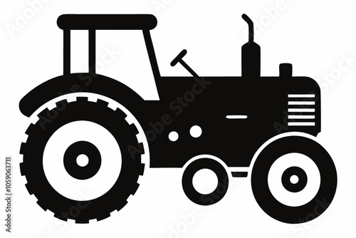 Vintage Tractor Silhouette Icon – Old Tractor Vector Design,  Tractor Silhouette illustration machinery Artwork. farming  machinery Vector.