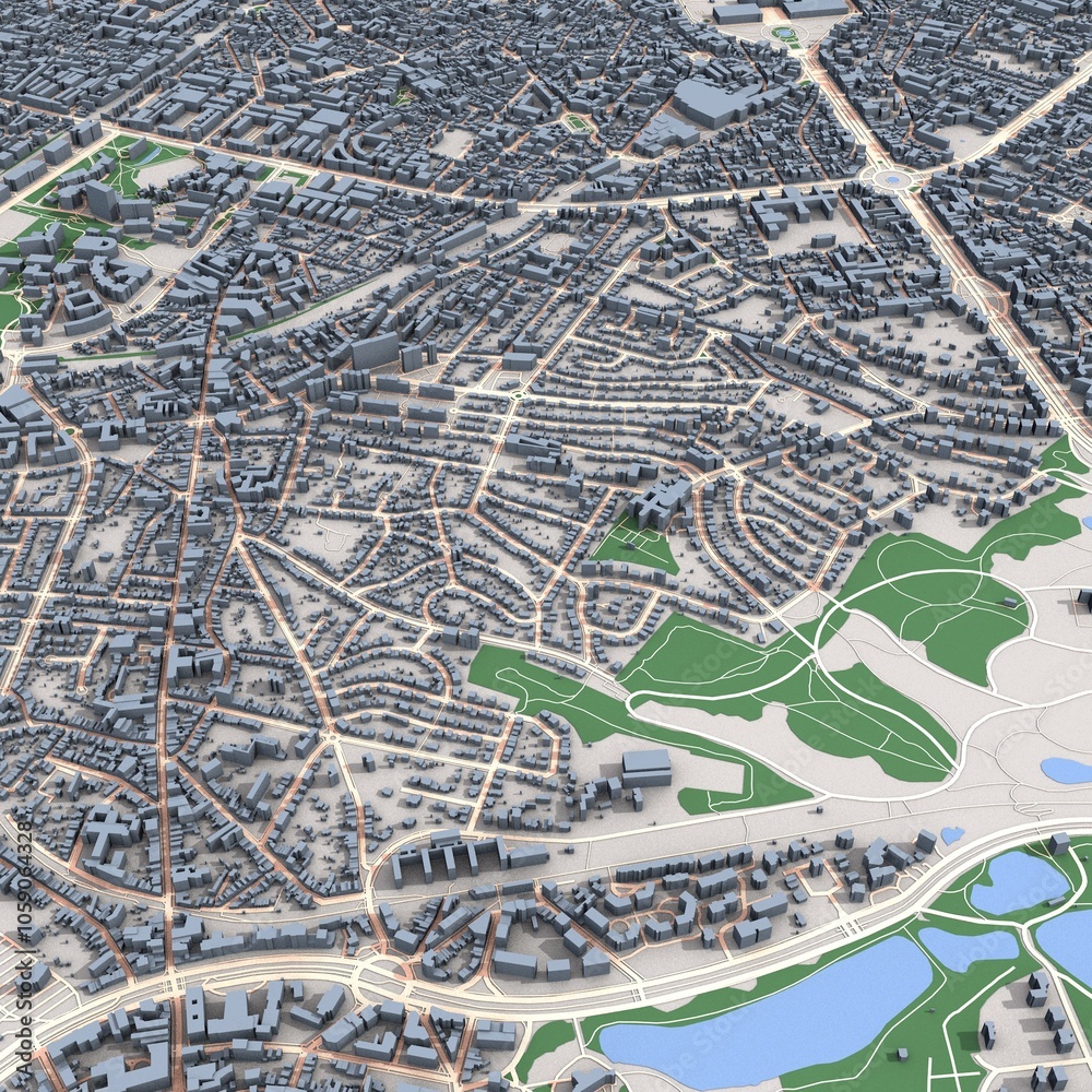 Obraz premium Brussels City Belgium Map, 3D Rendering