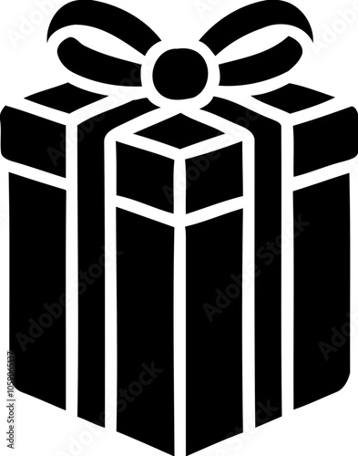 Silhouette of gift box with ribbon, present and celebration icon, holiday and surprise illustration
