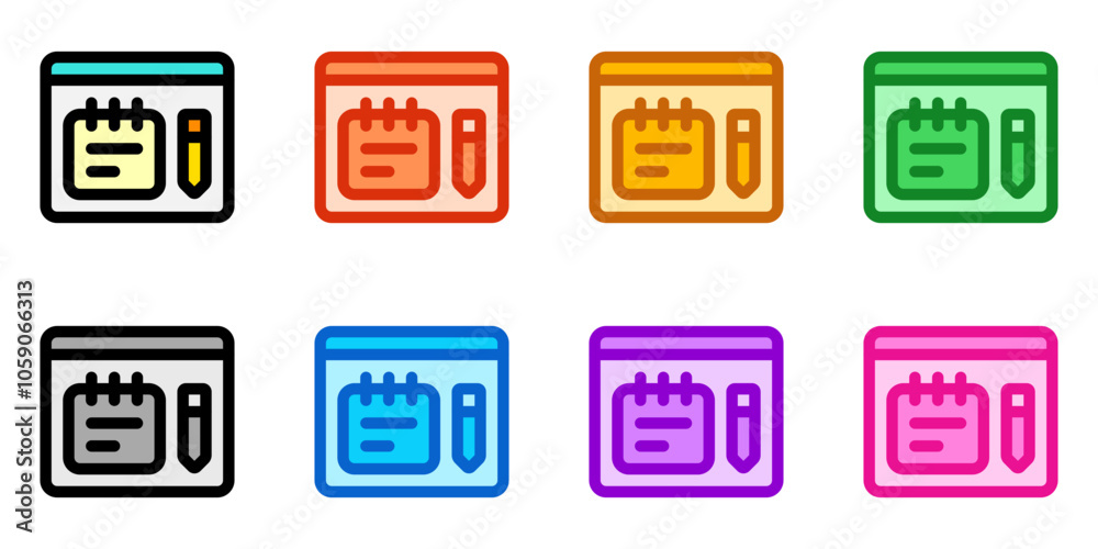 Editable note-taking app vector icon. Online learning, course, tutorial. Part of a big icon set family. Perfect for web and app interfaces, presentations, infographics, etc Editable note-taking app vector icon. Online learning, course, tutorial. Part of a big icon set family. Perfect for web and app interfaces, presentations, infographics, etc