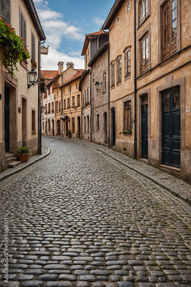 Obraz premium street in an old European town, empty and winding