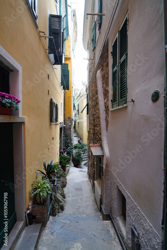 Narrow streets of Vernazza, Cinque Terre. photo