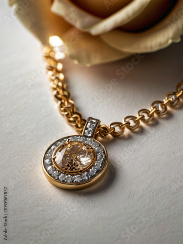 Diamond necklace with gold accents, a luxurious bridal jewelry piece.