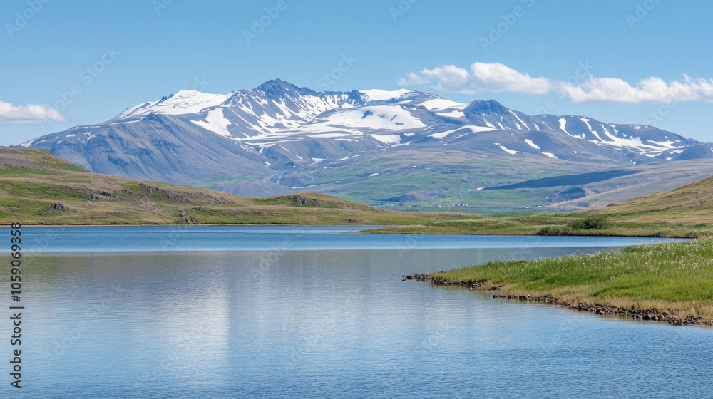 Serene Mountain Reflection in Calm Water Body Serene Mountain Reflection in Calm Water Body