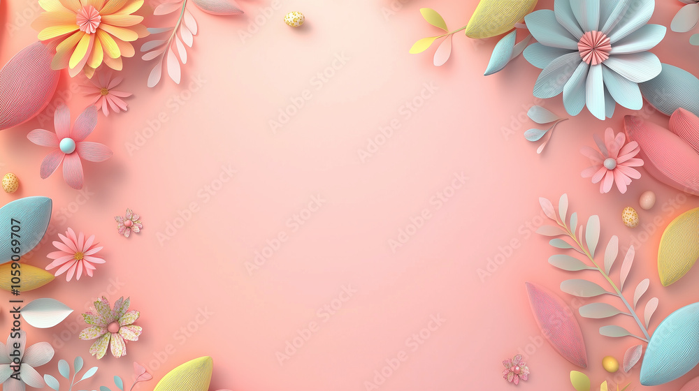 Vibrant Easter scene with decorated eggs nestled in grass surrounded by spring flowers and butterflies. Vibrant Easter scene with decorated eggs nestled in grass surrounded by spring flowers and butterflies.