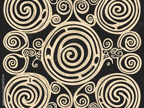 Mesmerizing Tribal Background with Intricate Celtic Spiral Designs