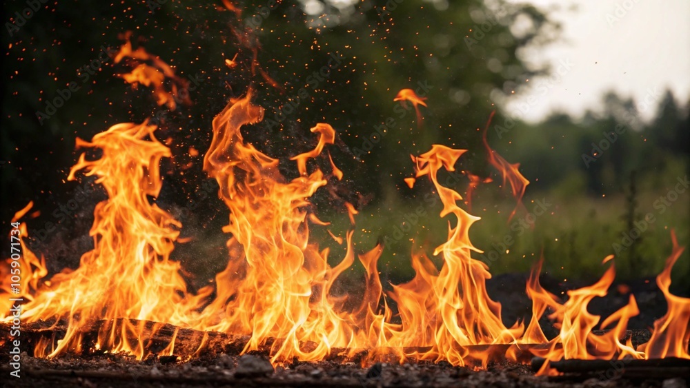 Orange flame on dark background. Fire flame texture for banner Orange flame on dark background. Fire flame texture for banner