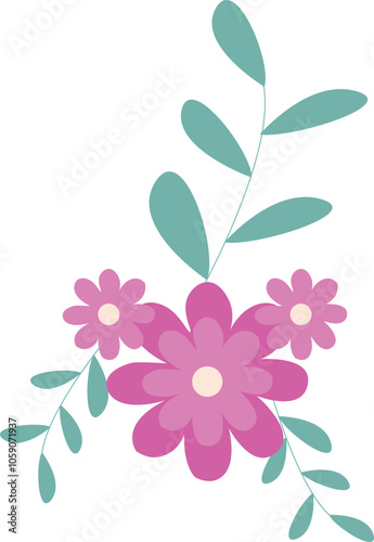 Vibrant Sketchy Floral Element Set Illustration