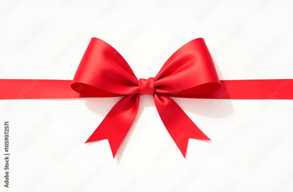 Elegant red bow with ribbon on a white background for festive occasions and gift wrapping Elegant red bow with ribbon on a white background for festive occasions and gift wrapping