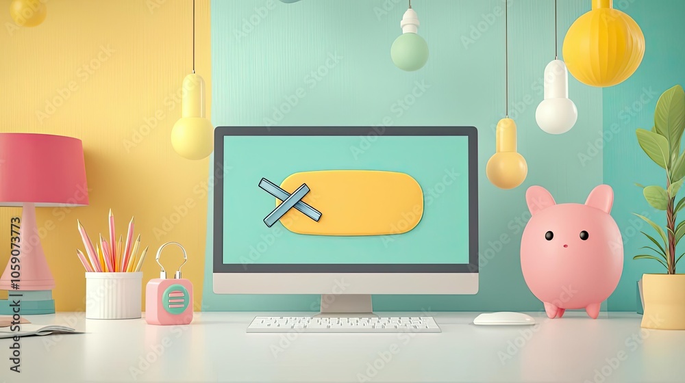 A playful Technical Difficulties screen with bright cartoon visuals