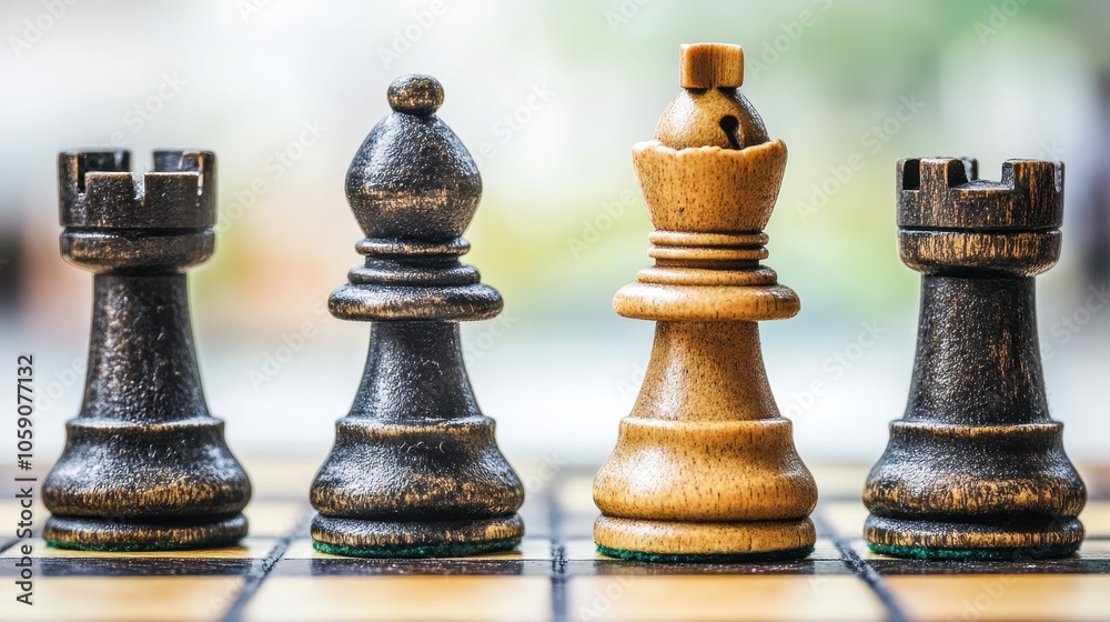 Chessboard with Four Pieces in a Row Chessboard with Four Pieces in a Row