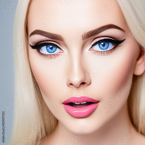 Close-up portrait of young and beautiful woman