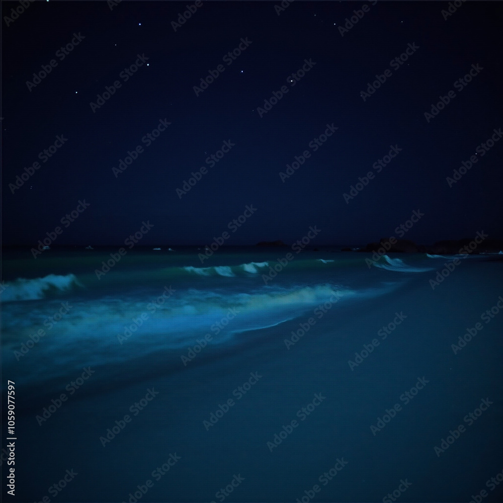 Serene Night Sky Over Ocean Waves Serene Night Sky Over Ocean Waves