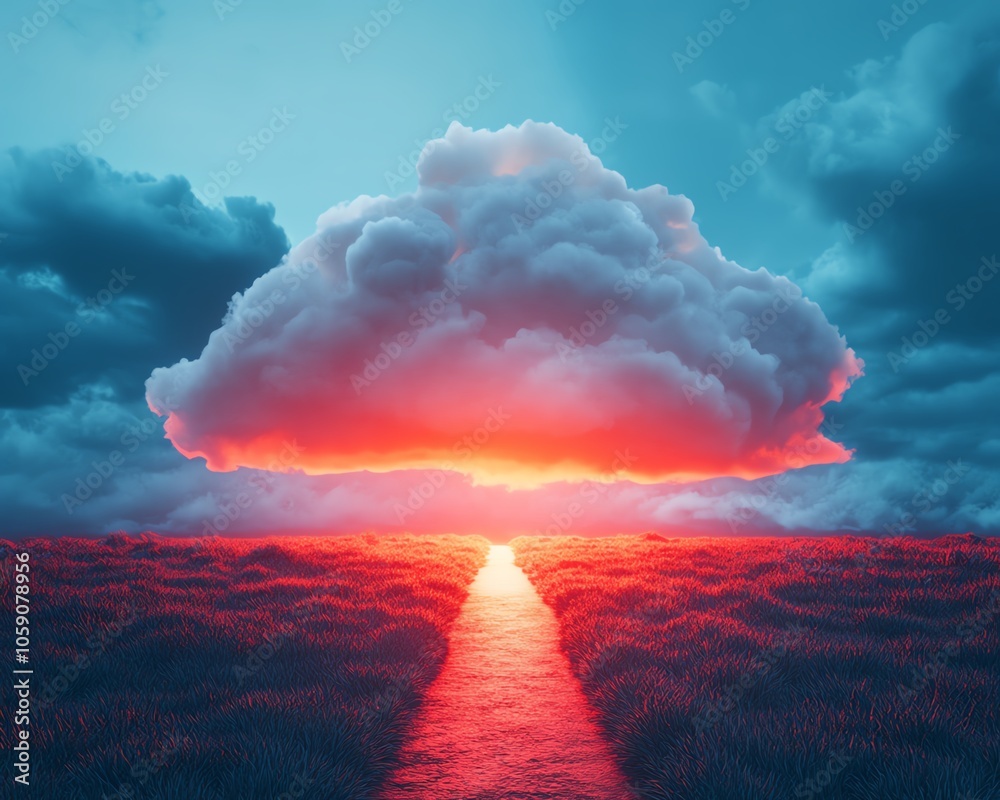 Visual of a path leading to a sunrise labeled Allowed and a stormy ...