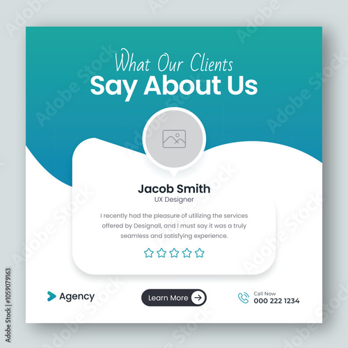 Customer feedback testimonial social media post web banner template	
