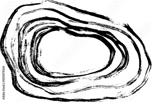 Hand Drawn Black Ink Wave Curved Brushstrokes Line Banner.