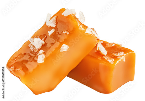 Quadro su tela Salted Caramel candies isolated on white
