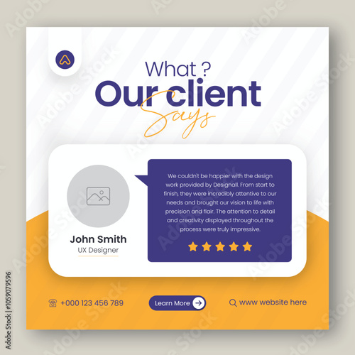 Customer feedback testimonial social media post web banner template	
