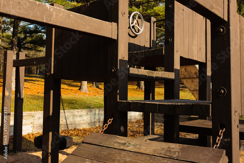 Wooden playground equipment at Mirror Lake State Park, Wisconsin photo