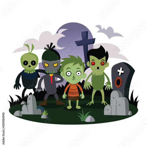 graveyard ghouls on white background