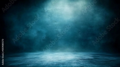 Dark Blue Background with Fog and Light Clean Blank Canvas with Empty Space for Designs