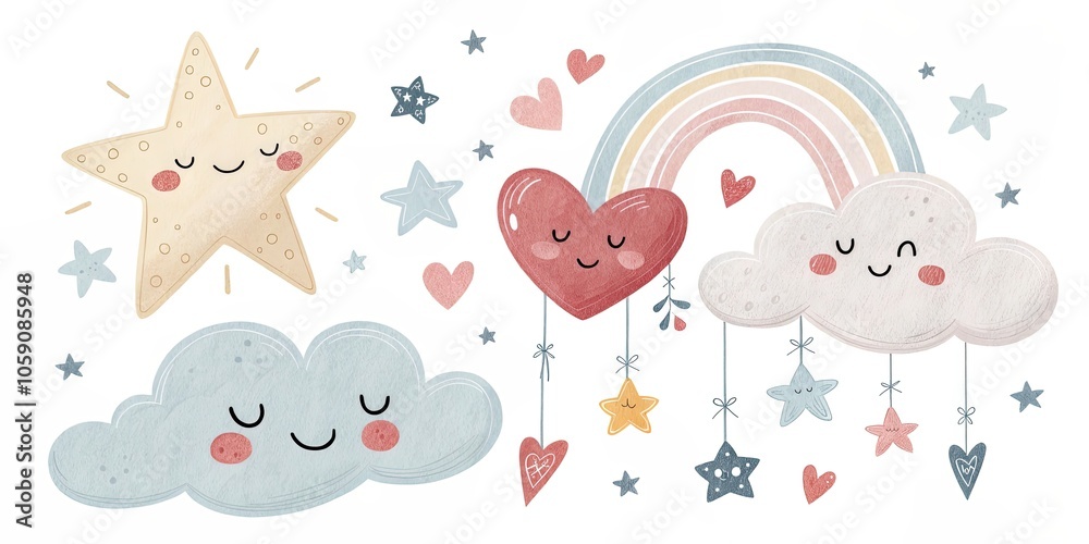 minimalist cute cartoon white background
