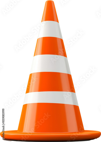 Orange traffic cone against transparent background