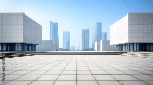 Wallpaper Mural Modern Cityscape with Empty Plaza Blank Background with Copy Space for Design Projects Torontodigital.ca