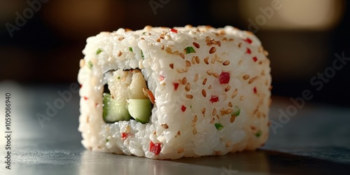 a sui roll with vegetables and cus on it photo