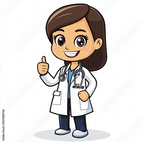 Cheerful cartoon doctor with thumbs up gesture