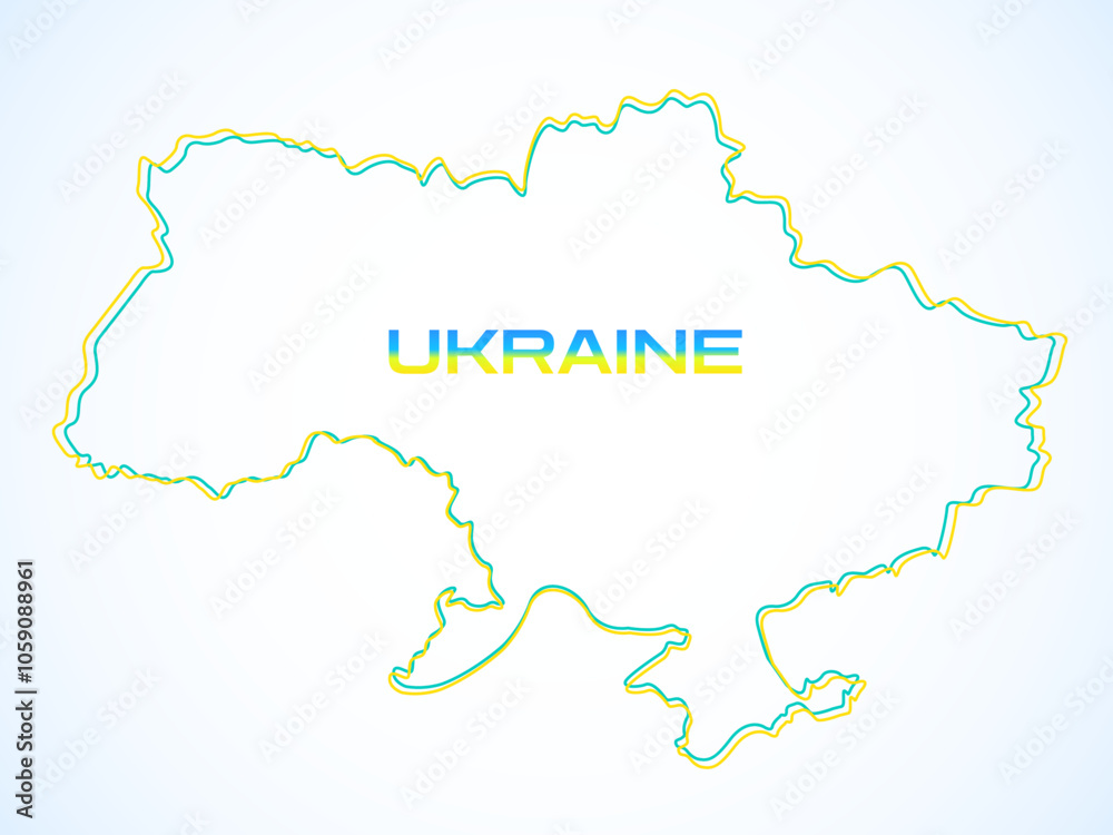 Ukraine map with blue and yellow outline. Banner for Ukraine. Vector illustration Ukraine map with blue and yellow outline. Banner for Ukraine. Vector illustration