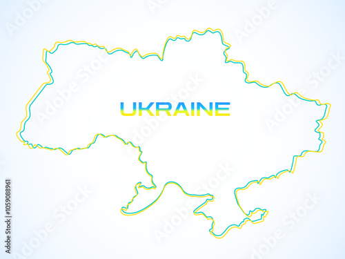 Ukraine map with blue and yellow outline. Banner for Ukraine. Vector illustration photo