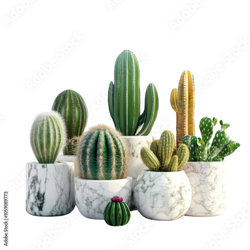 All cactus plants, white isolate background