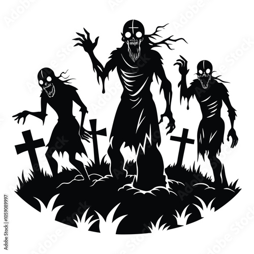 graveyard ghouls on white background