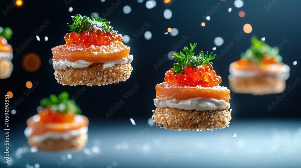 Floating Canapes with Colorful Toppings Floating Canapes with Colorful Toppings