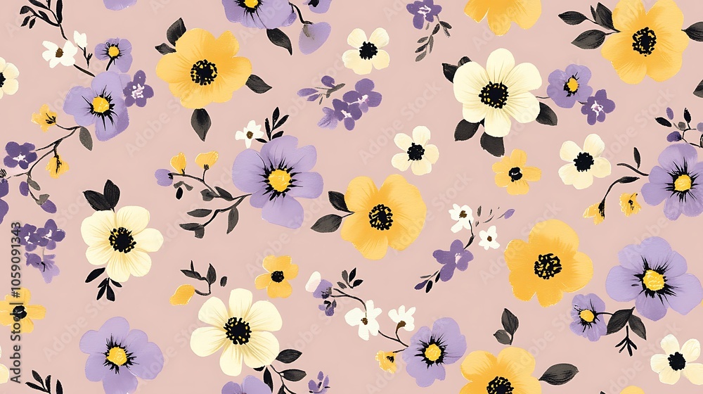 Floral Pattern Design Simple Neutral Background with Free Space for Design Floral Pattern Design Simple Neutral Background with Free Space for Design