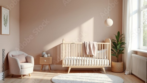 Elegant Minimalist Nursery Featuring Soft Colors and Natural Elements