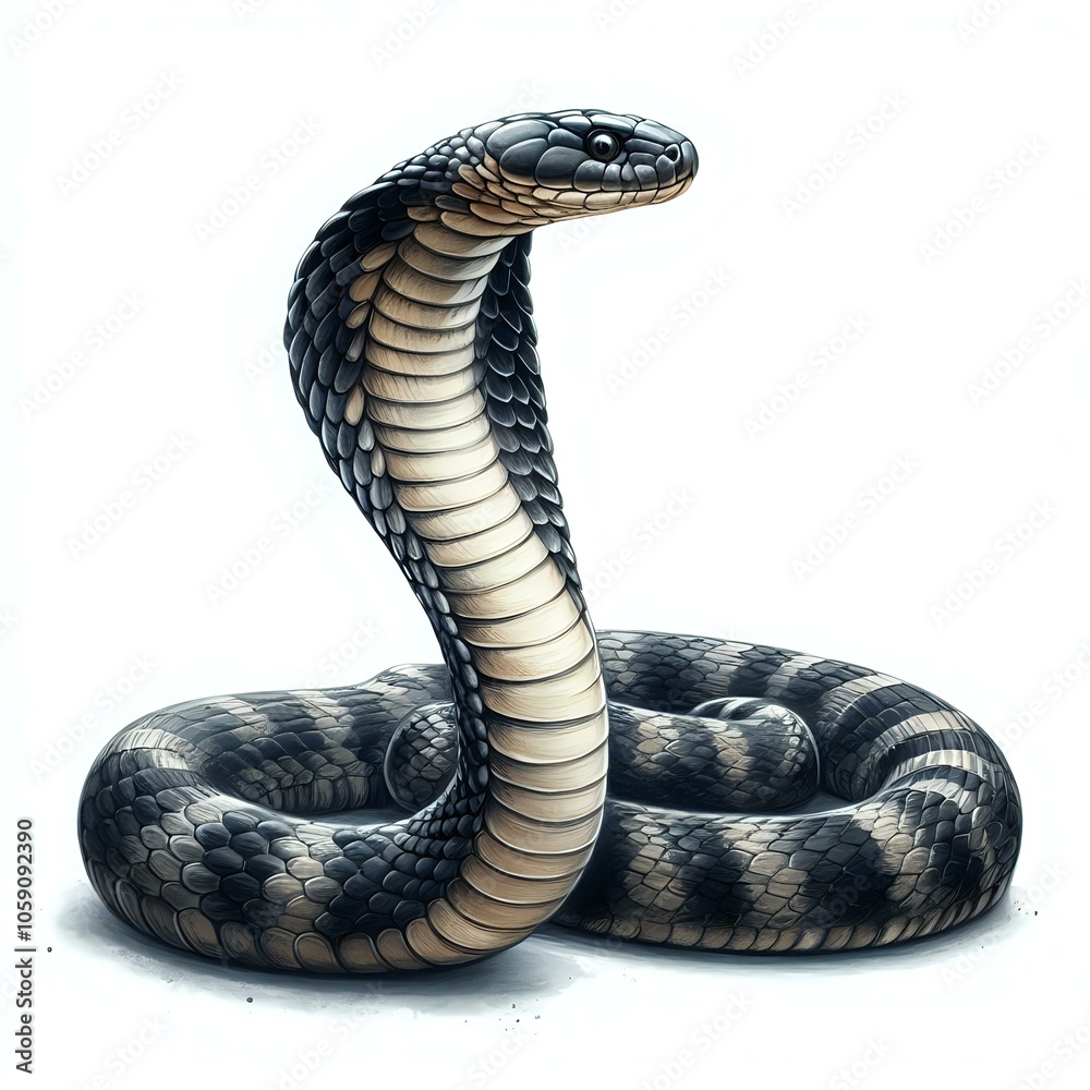 Cobra with Expanded Hood and Intricate Scale Pattern Cobra with Expanded Hood and Intricate Scale Pattern