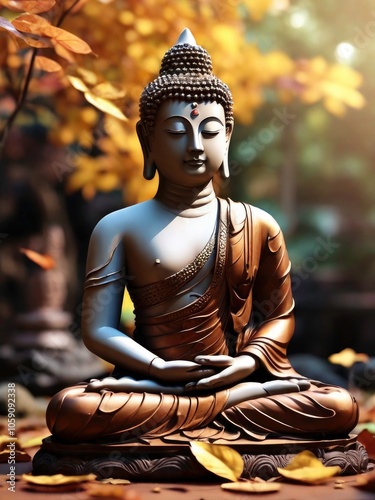 Budha golden you from nature stone ancient ancient times cliping part