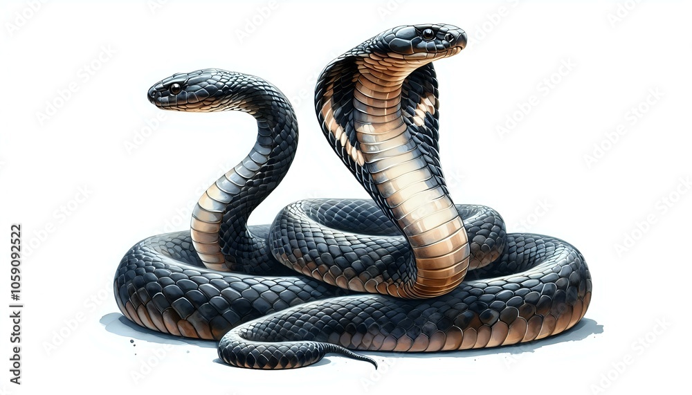 Fototapeta premium Cobra with Expanded Hood and Intricate Scale Pattern