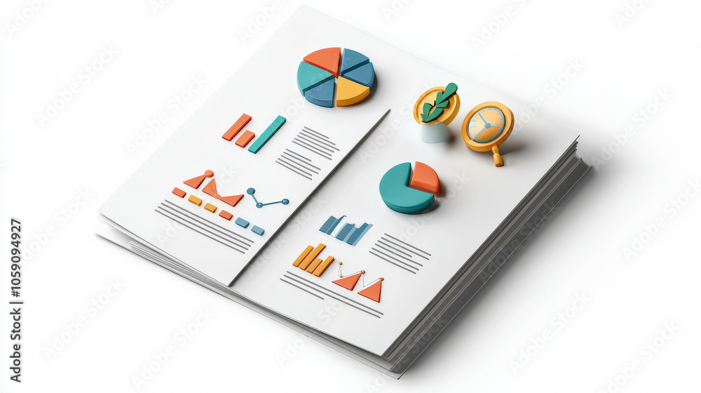 A vibrant, overview of business data with colorful charts and graphs on documents, showcasing analysis and insights for presentations. A vibrant, overview of business data with colorful charts and graphs on documents, showcasing analysis and insights for presentations.