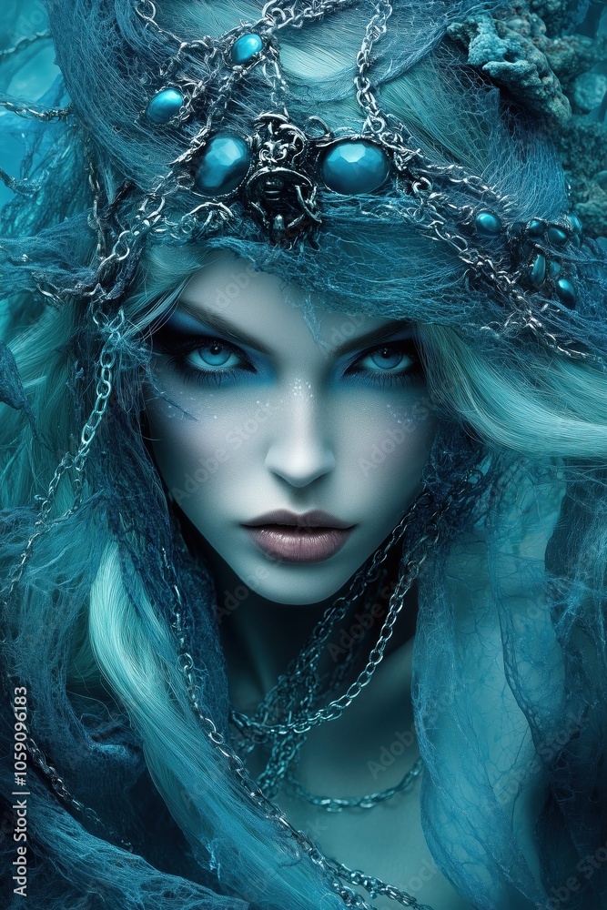 Fantasy portrait of woman in mystical underwater-inspired costume Fantasy portrait of woman in mystical underwater-inspired costume