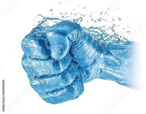 Powerful Water Fist Exuding Dynamic Energetic Force