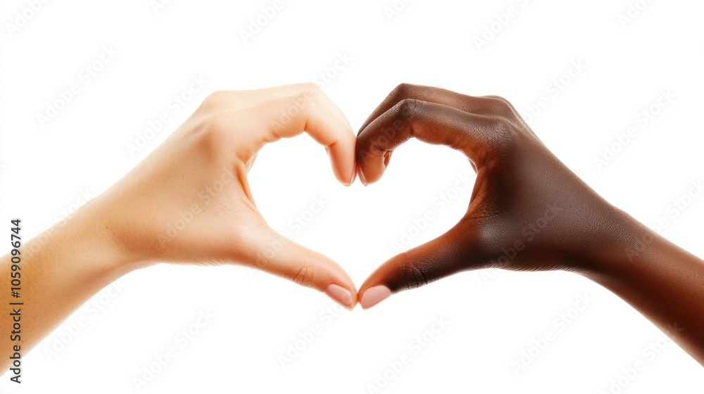 Heart shape formed by diverse hands showing unity. Heart shape formed by diverse hands showing unity.
