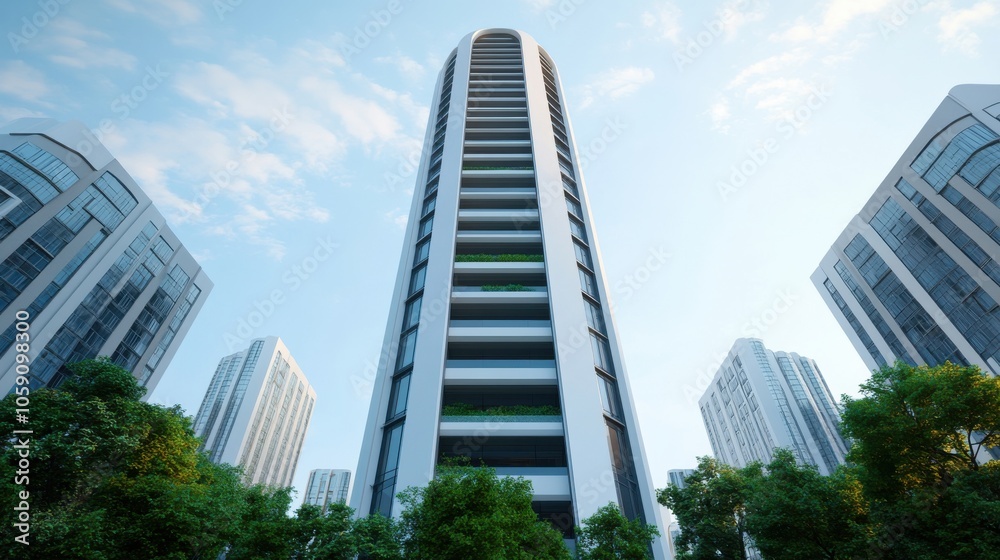 Obraz premium Modern Towering Building with Unique Textures